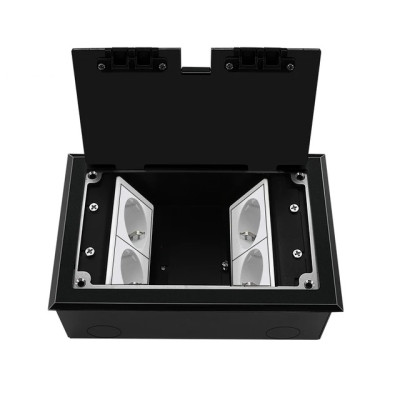 Люк напольный на 4 модуля, металлический, h=65мм, с рамкой, крышка без углубления, TIMIUX, черный, EU4H65R BL