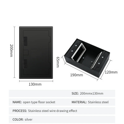 Люк напольный на 4 модуля, металлический, h=65мм, с рамкой, крышка без углубления, TIMIUX, черный, EU4H65R BL