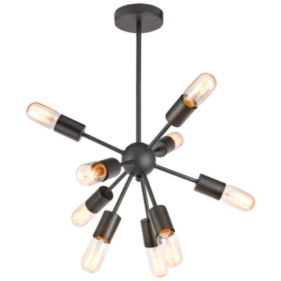 LUSSOLE KENNER Люстра потолочная, цвет основания - черный, 9x40W E27, LSP-8272