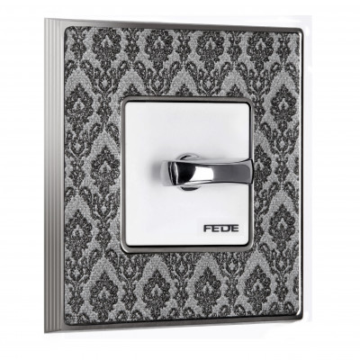 Fede Выключатель 1-клавишный, тумблерный, цвет белый - Decornoir + Bright Chrome, серия Belle Epoque Tapestry