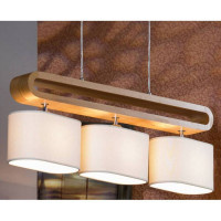 LUSSOLE Nulvi Линейно-Подвесной светильник, цвет основания - хром, плафон - ткань (цвет - белый), 3x60W E27, LSF-2113-03