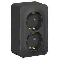 BLANCA О/У РОЗЕТКА двойная с заземлением без шторок, 16А, 250В, АНТРАЦИТ BLANCA О/У РОЗЕТКА двойная с заземлением без шторок, 16А, 250В, АНТРАЦИТ