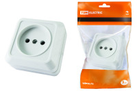 Розетка 2П открытой установки IP20 10А 250В (керамика) белая "Ладога" TDM Electric, SQ1801-0110