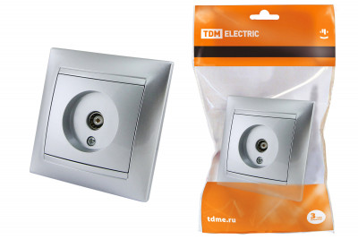 Розетка телевизионная простая (0-2400МГц, "мама") серебр. металлик "Лама" TDM Electric, SQ1815-0217