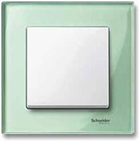 Выключатель 1-клавишный, вставка - белый, рамка стекло цвет изумруд, серия M-Elegance