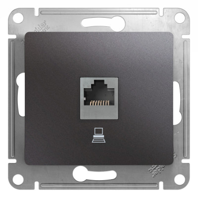 GLOSSA РОЗЕТКА компьютерная RJ45 кат.5E, механизм, ГРАФИТ