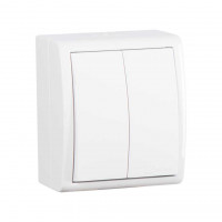 Simon Simon15 Выключатель двухклавишный, IP54, 10А 250В, винтовой зажим, S15A, белый, 1594398-030