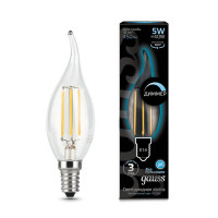 Лампа Gauss Filament Свеча на ветру 5W 450lm 4100К Е14 диммируемая LED 1/10/50, 104801205-D