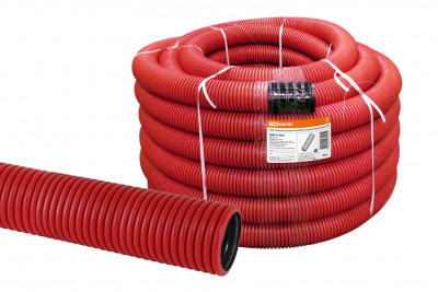 Труба гофрированная двустенная ПНД d 75 с зондом (50 м/уп.) красная TDM Electric, SQ0413-5075