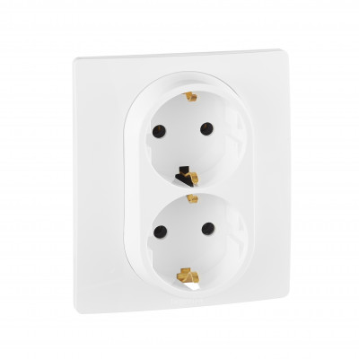 Legrand Розетка двойная с заземлением - Legrand Etika - без шторок в сборе 16А 250В винтовые зажимы - белый, 672223