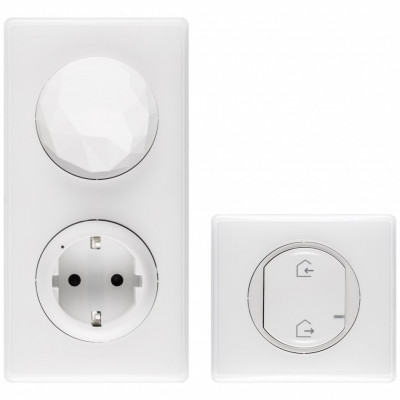 064820 - Celiane with NETATMO. Стартовый пакет.  Шлюз WiFi + умная розетка 2К+З 16А 230В + главный беспроводной выключатель "Я дома/Я вне дома". Цвет Белый