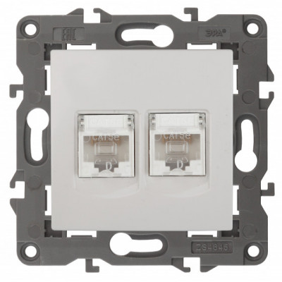 ЭРА 14-3108-01 Elegance Белый Розетка комп 2xRJ45