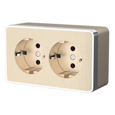 Werkel W5072110/ Розетка двойная с заземлением Gallant (шампань рифленый), a051037