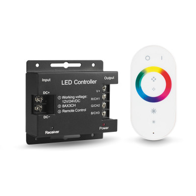 Контроллер RGB Gauss для лент 288W/576W 12V/24V 24А IP 20 с сенсорным пультом (белый) 1/100, 201013288