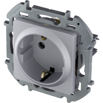 Legrand Розетка с заземлением - Legrand Inspiria - со шторками 16А 250В винтовые зажимы - алюминий, 673732