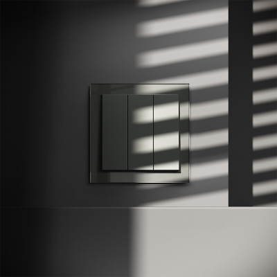 Выключатель встраиваемый VOLTUM S70 трехклавишный 10А, (титан), VLS030106