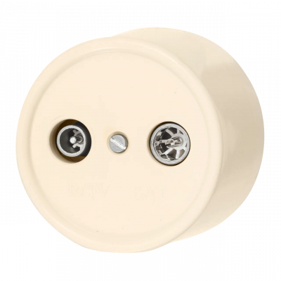 Bironi Розетка R/TV-SAT проходная, пластик, цвет Песочное золото, B1-304-24