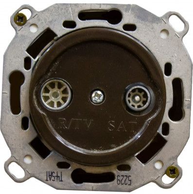 Bironi Розетка TV/R-SAT проходная (скрытый монтаж), Коричневый, B3-304-22