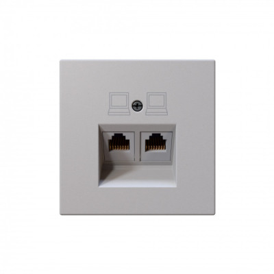 FD6106PWM - Интернет-розетка RJ45 двойная с накладкой, цвет Черный матовый (soft touch), JASMART Electric