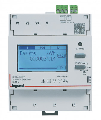 Legrand Трехфазный счётчик EMDX? - трансформаторного включения - 4 модуля - выход RS 485, 412041