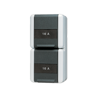 Двойная SCHUKO-розетка 16A 250V~ с полем для надписи; для накладного монтажа IP44, 822NAW