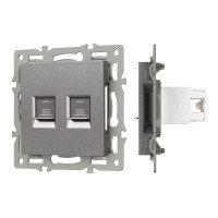 045338 - Механизм компьютерной розетки двойной SCT-MPC2-PL-GR (RJ-45, CAT6) (Arlight, -)