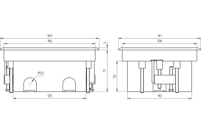 LUK/4 Люк в пол на 4 поста (45х45мм), с суппортом и коробкой 70140 стальной Экопласт
