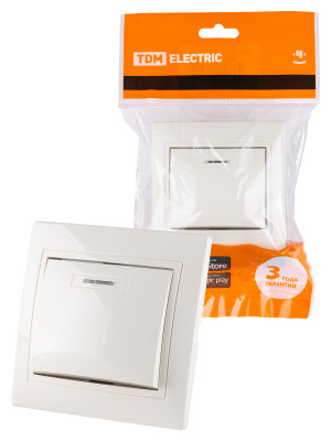 Выключатель 1 кл. с подсветкой 10А сл. кость "Таймыр" TDM Electric, SQ1814-0104