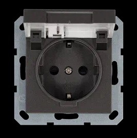 Розетка SHUKO© с крышкой и защитными шторками 16A 250V~ 2P+T, цвет Мокко, G5505Z, Jasmart Electric