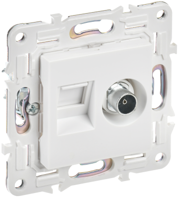 SKANDY Роз. двойная TV+RJ45 кат.6E SK-A15W арк. бел. IEK, SK-AK20-2-K01