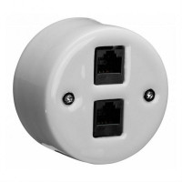 Fontini Do Розетка телефонная двойная 2хRJ11 о/п, белый фарфор