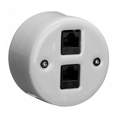 Fontini Do Розетка телефонная двойная 2хRJ11 о/п, белый фарфор