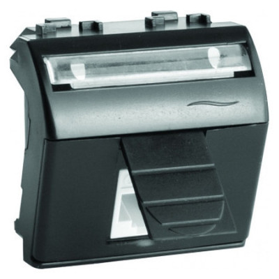 ДКС Компьютерная розетка RJ45 кат.5e, Brava, черная, 2мод, 77655N