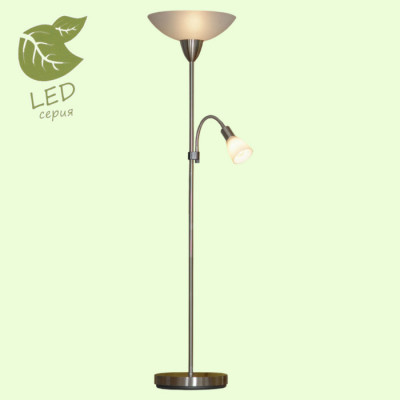 LUSSOLE DOUGLAS Торшер, цвет основания - матовый никель, плафон - стекло (цвет - белый), 2x16W Е27+Е14, GRLSP-0019