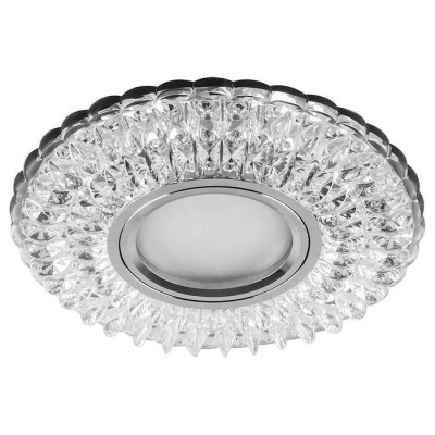 Светильник потолочный встраиваемый со светодиодной подсветкой 15LED*2835 SMD 4000K, MR16 50W G5.3, прозрачный, хром, CD937 с драйвером в комплекте, Feron 29470