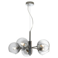 LUSSOLE GRESHAM Люстры подвесные, цвет основания - хром, плафон - стекло (цвет - серый), 5x40W E14, LSP-8372CH