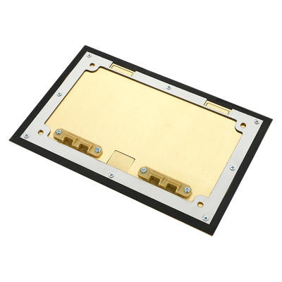 Люк напольный на 4 модуля, металлический, h=65мм, с рамкой, крышка без углубления, TIMIUX, золото, EU4H65R GD