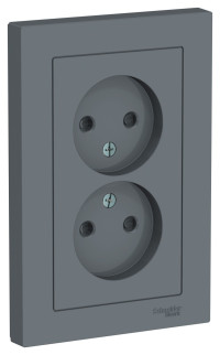 ATN000722 - ATLASDESIGN РОЗЕТКА двойная без заземления со шторками, 16А, в сборе, ГРИФЕЛЬ, Systeme Electric