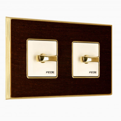 Fede Блок: Выключатель 1-клавишный + Выключатель 1-клавишный, цвет бежевый - Wenge + Bright Gold, серия Belle Epoque Wood
