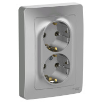 BLNRS001023 - BLANCA С/У РОЗЕТКА двойная с заземлением без шторок, 16А, 250В, АЛЮМИНИЙ, Systeme Electric BLNRS001023 - BLANCA С/У РОЗЕТКА двойная с заземлением без шторок, 16А, 250В, АЛЮМИНИЙ, Systeme Electric