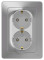 BLNRS001023 - BLANCA С/У РОЗЕТКА двойная с заземлением без шторок, 16А, 250В, АЛЮМИНИЙ, Systeme Electric