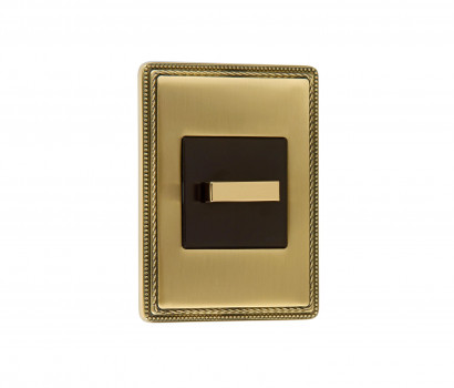 Fontini Выключатель 1-клавишный, цвет черный, ручка и рамка - золото,  Fontini, серия F37