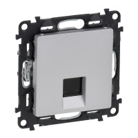 Legrand Valena LIFE.Информационная розетка одиночная RJ45 Кат.5е UTP.С лицевой панелью.Алюминий, 753640