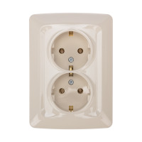 DEA Розетка 2-ая с/з с/у 16А Беж KRANZ (1/10/100) , KR-78-0248