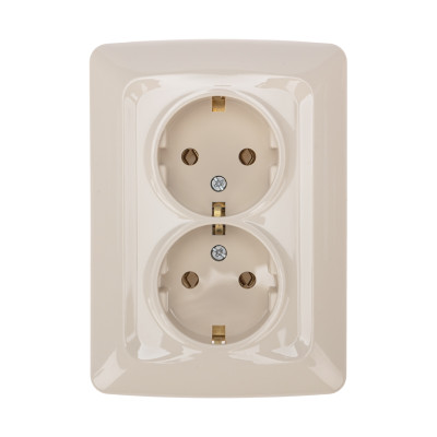 DEA Розетка 2-ая с/з с/у 16А Беж KRANZ (1/10/100) , KR-78-0248