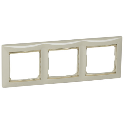 Legrand Рамка 3 поста - Legrand Valena - слоновая кость/золотой штрих, 774153