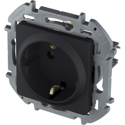 Legrand Розетка с заземлением - Legrand Inspiria - со шторками 16А 250В винтовые зажимы - антрацит, 673733