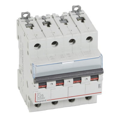 Legrand Автоматический выключатель DX? 10000 - 16 кА - тип характеристики С - 4П - 400 В~ - 25 А - 4 модуля, 409338