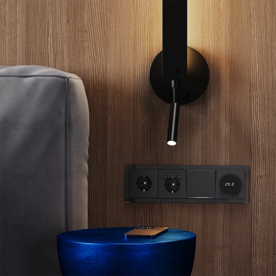 Рамка стеклянная VOLTUM S70 на 4 поста, (графит, стекло), VLS110407