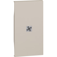 KM01M2RN Bticino LIVING NOW. Лицевая панель с символом "вентилятор" для выключателей и переключателей 2 модуля.Цвет Песочный., KM01M2RN